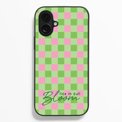 Life In Full Bloom Checkered  - Spring Phone Case for iPhone 16 Plus