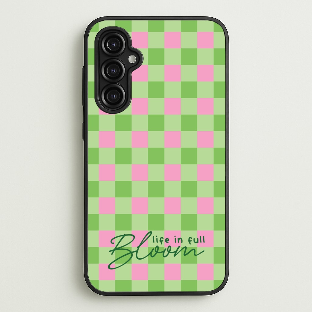 Life In Full Bloom Checkered  - Spring Phone Case for Galaxy A14