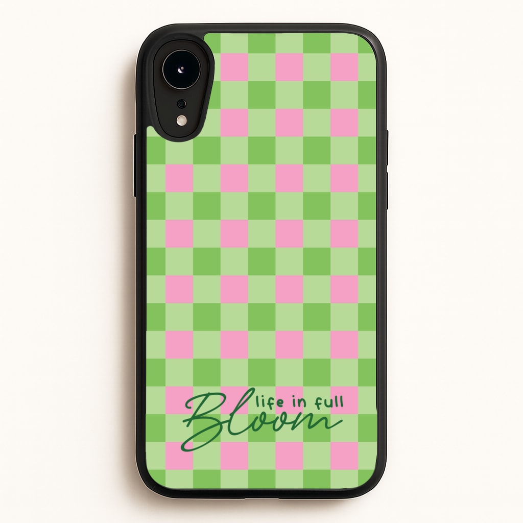 Life In Full Bloom Checkered  - Spring Phone Case for iPhone XR