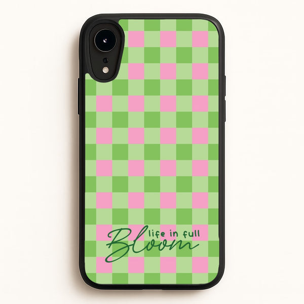 Life In Full Bloom Checkered  - Spring Phone Case for iPhone XR