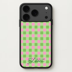 Life In Full Bloom Checkered Phone Case for iPhone 17 Pro Max