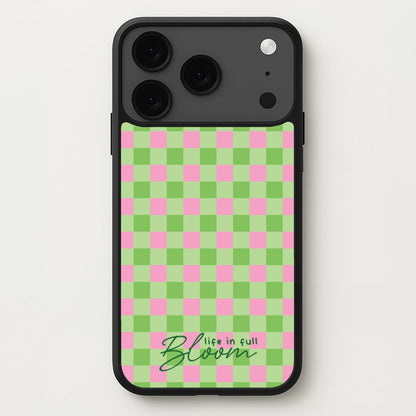 Life In Full Bloom Checkered Phone Case for iPhone 17 Pro Max