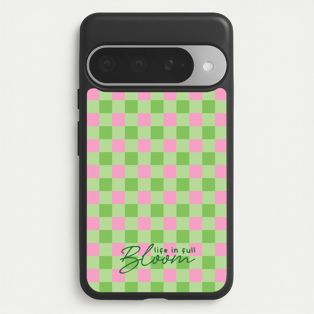 Life In Full Bloom Checkered Phone Case for Google Pixel 10 Pro XL