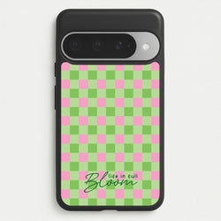 Life In Full Bloom Checkered Phone Case for Google Pixel 10 Pro XL