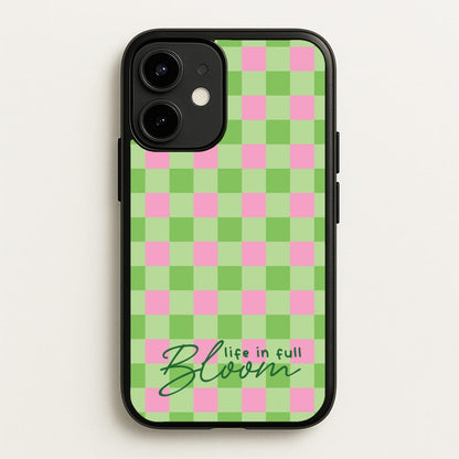 Life In Full Bloom Checkered  - Spring Phone Case for iPhone 12 / 12 Pro