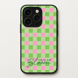 Life In Full Bloom Checkered  - Spring Phone Case for iPhone 15 Pro