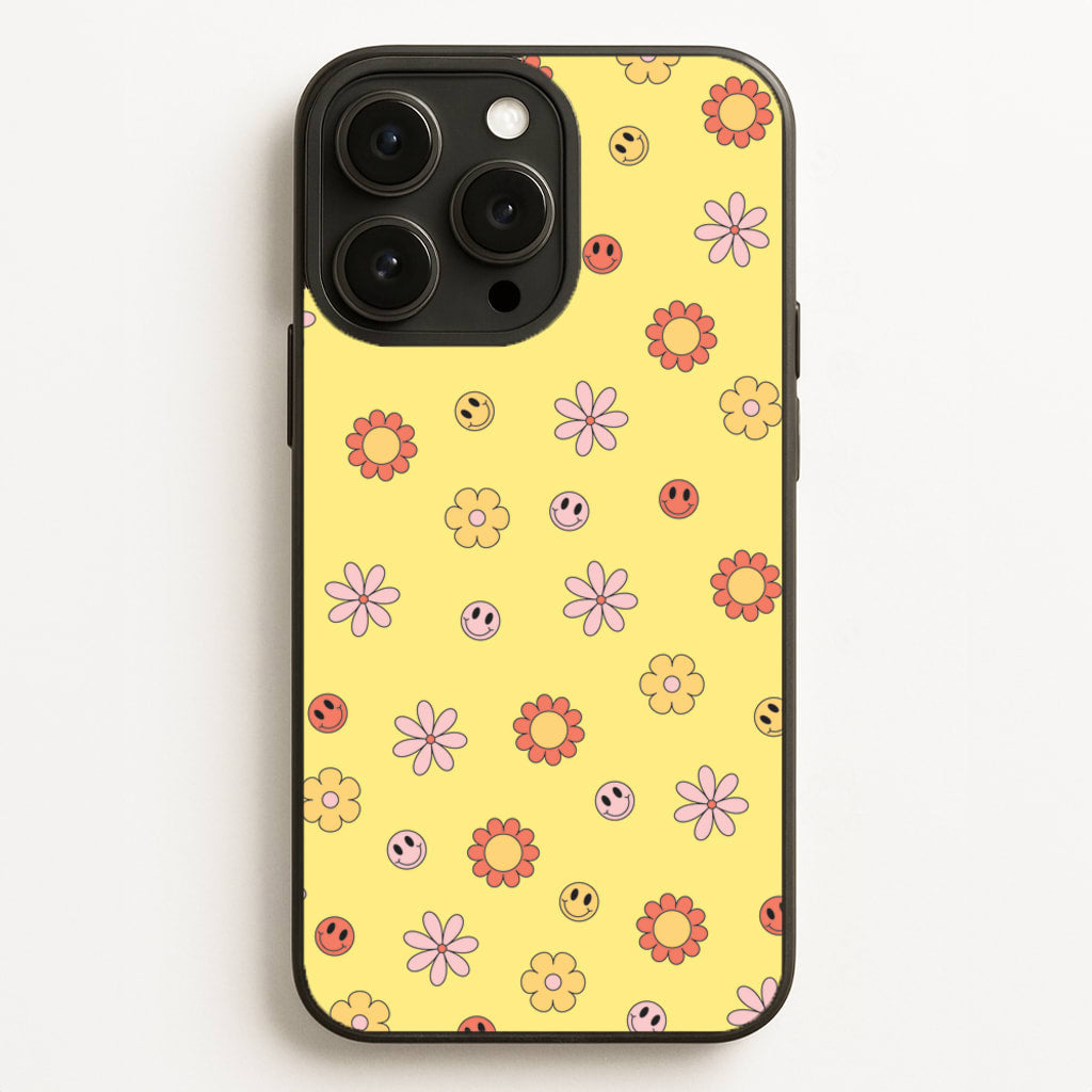 Retro Flowers And Smileys Pattern Phone Case
