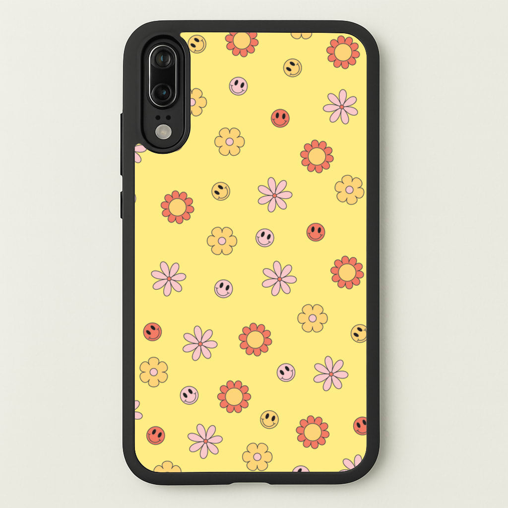 Retro Flowers And Smileys Pattern  - Spring Phone Case for Huawei P20