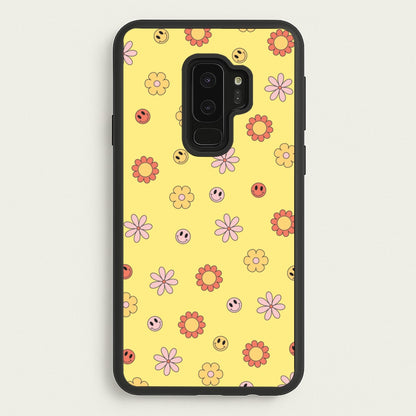 Retro Flowers And Smileys Pattern  - Spring Phone Case for Galaxy S9 Plus