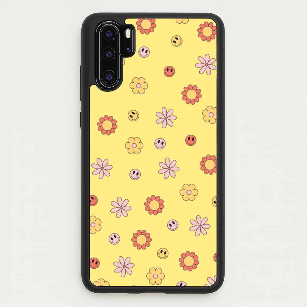 Retro Flowers And Smileys Pattern  - Spring Phone Case for Huawei P30 Pro