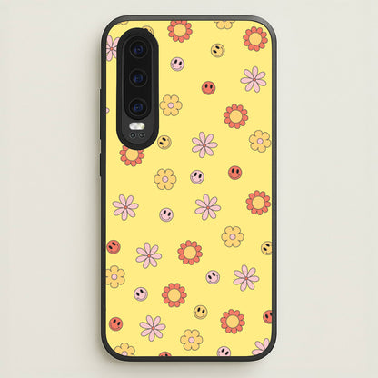 Retro Flowers And Smileys Pattern  - Spring Phone Case for Huawei P30