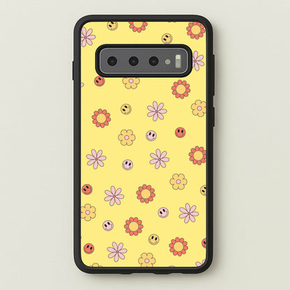 Retro Flowers And Smileys Pattern  - Spring Phone Case for Galaxy S10 Plus