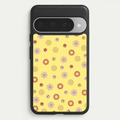 Retro Flowers And Smileys Pattern Phone Case for Google Pixel 10 Pro XL