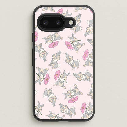 Cute bunny And Flowers Pattern  - Spring Phone Case for Google Pixel 9a