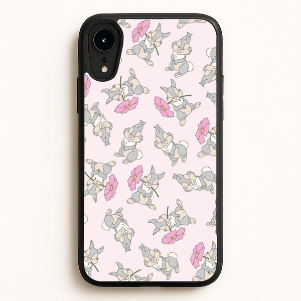 Cute bunny And Flowers Pattern  - Spring Phone Case for iPhone XR