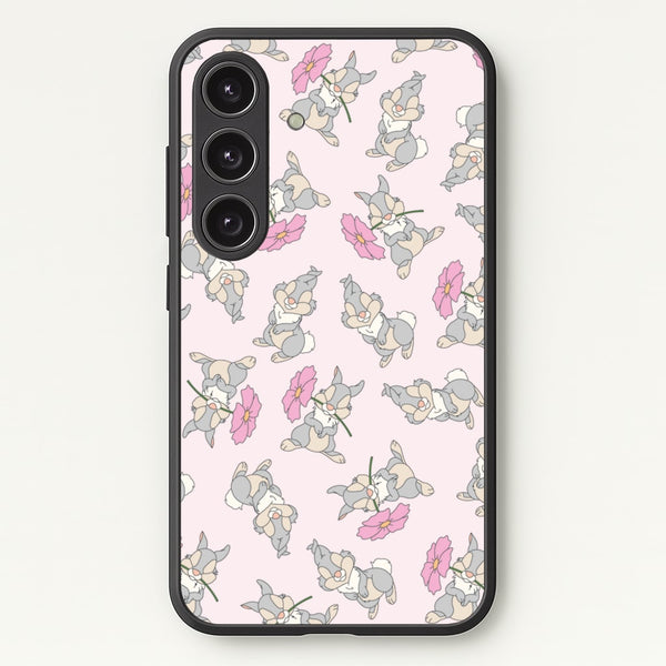 Cute bunny And Flowers Pattern  - Spring Phone Case for Galaxy S24 Plus