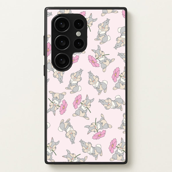 Cute bunny And Flowers Pattern  - Spring Phone Case for Galaxy S24 Ultra