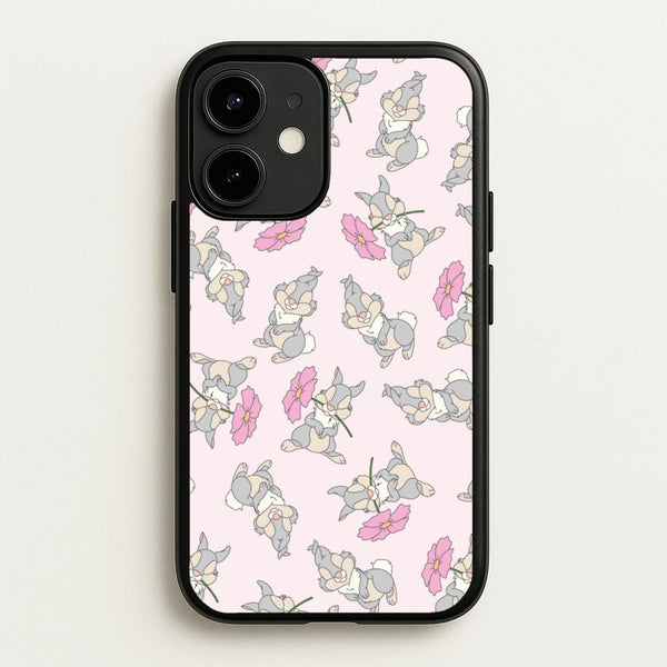 Cute bunny And Flowers Pattern  - Spring Phone Case for iPhone 12 / 12 Pro