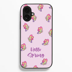 Hello Spring Butterfly Pattern  - Spring Phone Case for iPhone 16 Plus