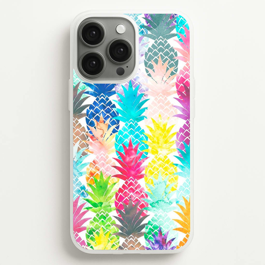 Watercolour Pineapple Pattern  - Pineapple Phone Case for iPhone 13 Pro Max