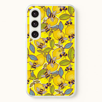 Yellow Lemon and Bee  - Floral Phone Case for Galaxy S25 Plus