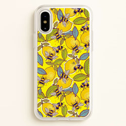 Yellow Lemon and Bee  - Floral Phone Case for iPhone X / XS