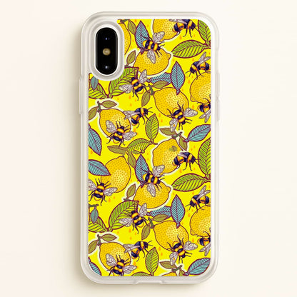 Yellow Lemon and Bee  - Floral Phone Case for iPhone X / XS