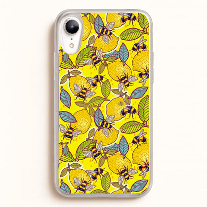 Yellow Lemon and Bee  - Floral Phone Case for iPhone XR