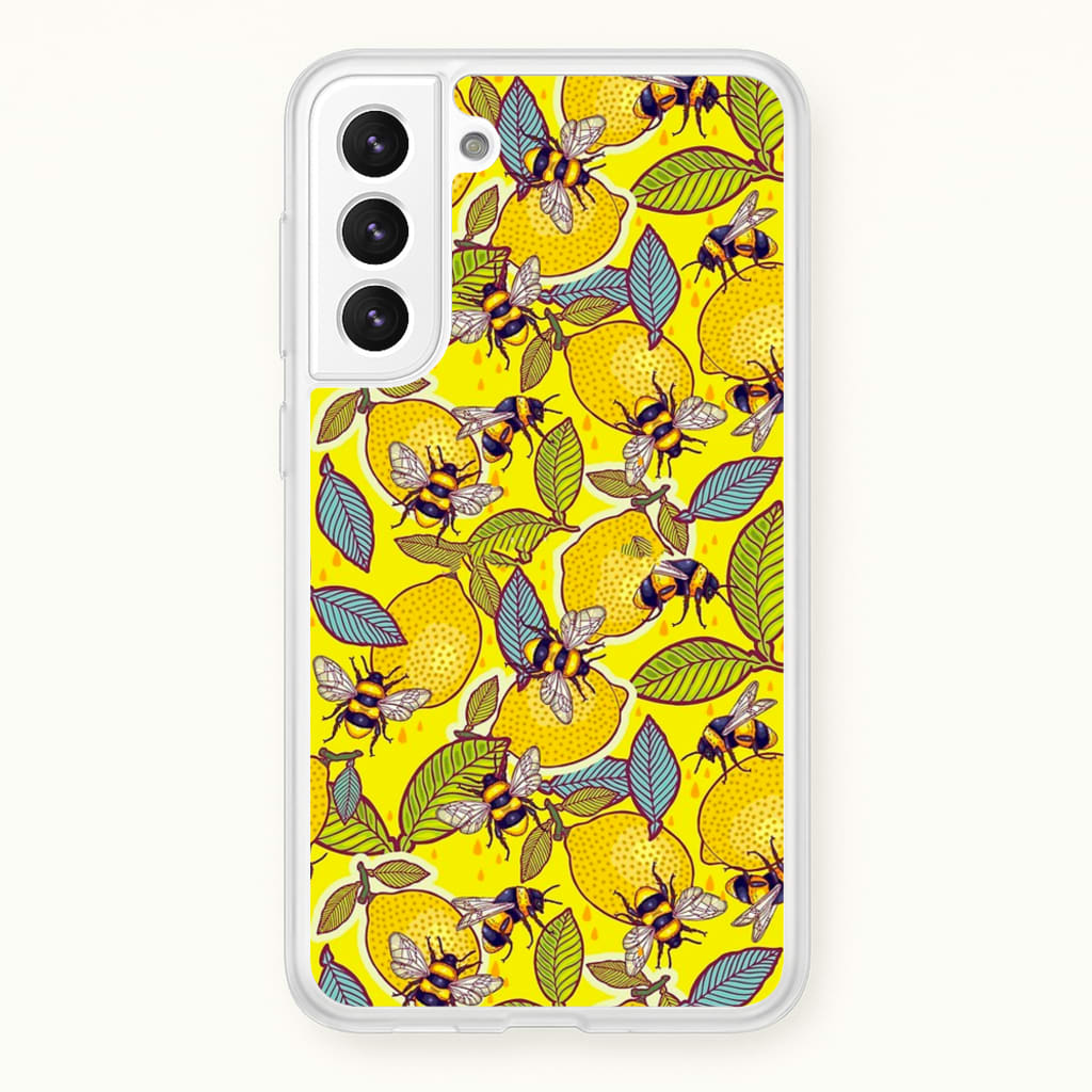 Yellow Lemon and Bee  - Floral Phone Case for Galaxy S21