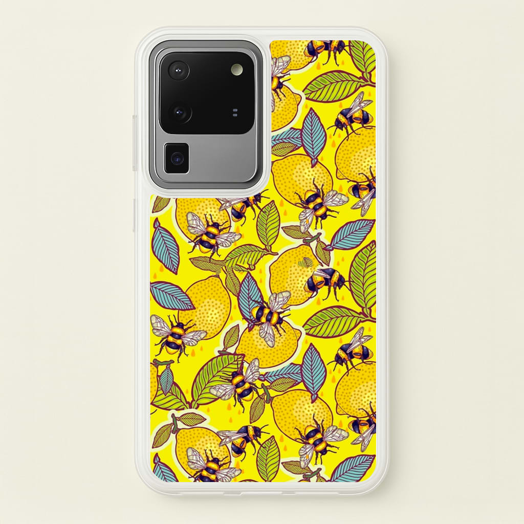 Yellow Lemon and Bee  - Floral Phone Case for Galaxy S20 Ultra