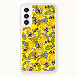 Yellow Lemon and Bee  - Floral Phone Case for Galaxy S21FE