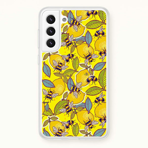 Yellow Lemon and Bee  - Floral Phone Case for Galaxy S21FE