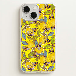 Yellow Lemon and Bee  - Floral Phone Case for iPhone 13 Mini