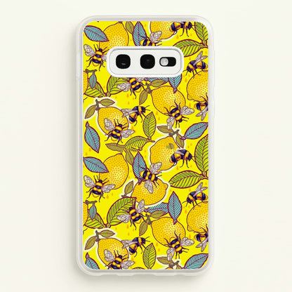 Yellow Lemon and Bee  - Floral Phone Case for Galaxy S10e