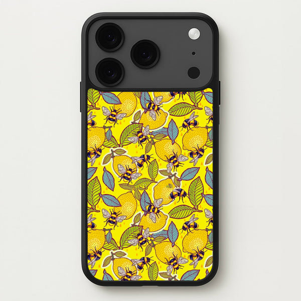 Yellow Lemon and Bee Phone Case for iPhone 17 Pro Max