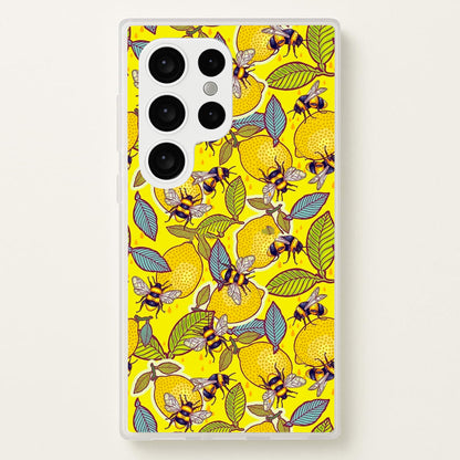 Yellow Lemon and Bee  - Floral Phone Case for Galaxy S24 Ultra
