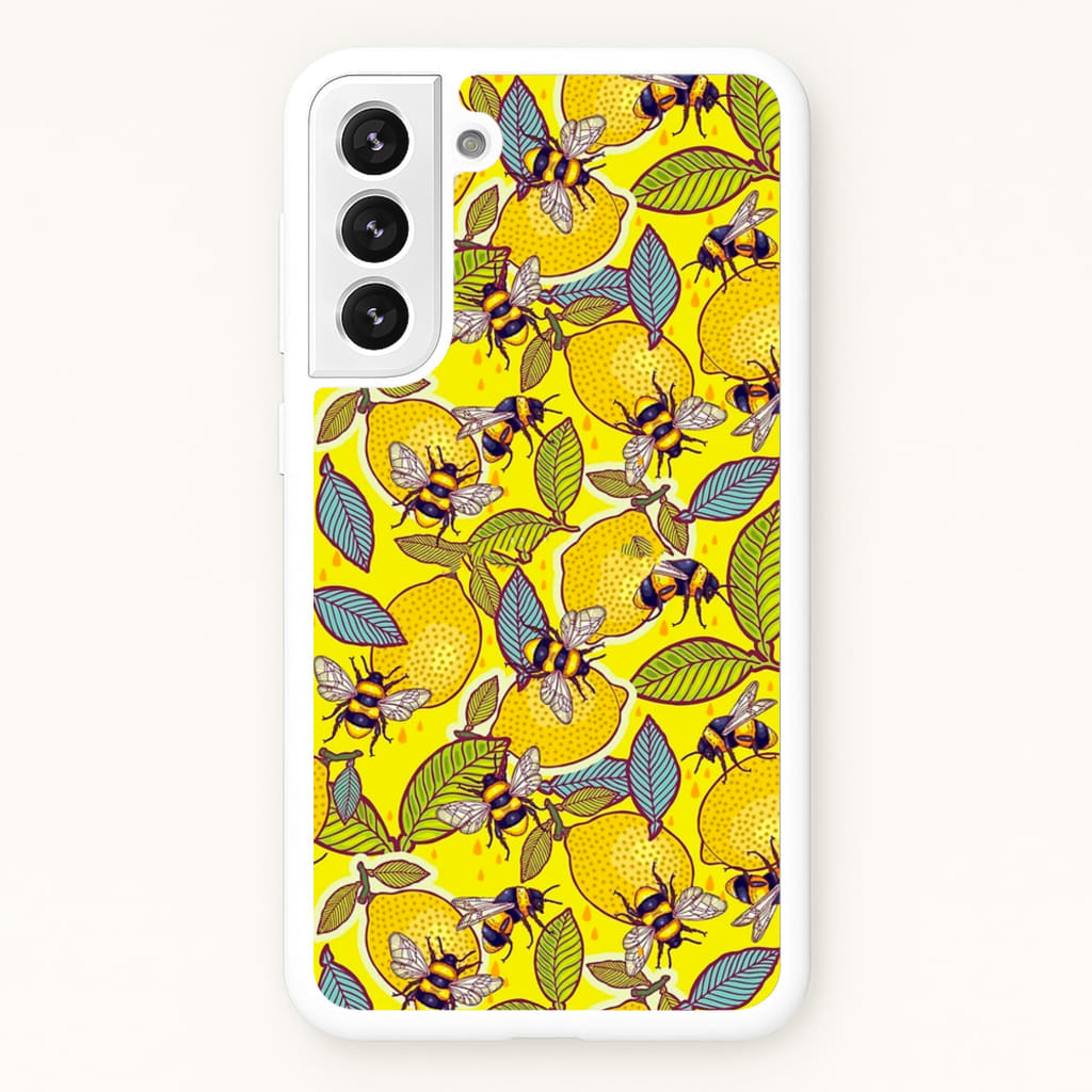 Yellow Lemon and Bee  - Floral Phone Case for Galaxy S22 Plus