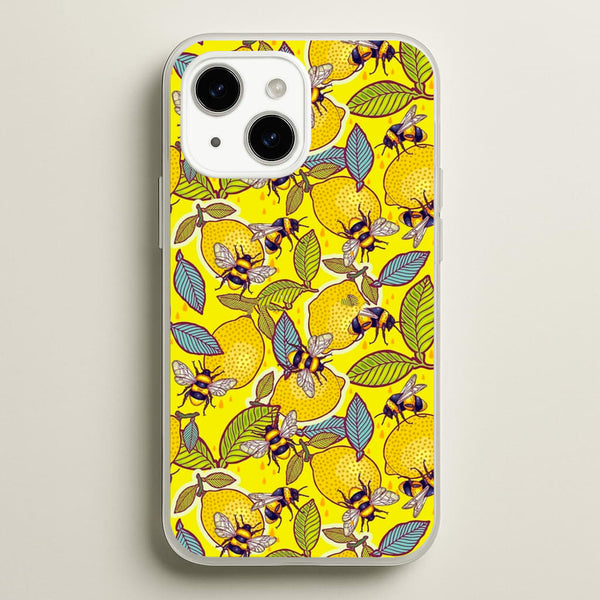 Yellow Lemon and Bee  - Floral Phone Case for iPhone 15