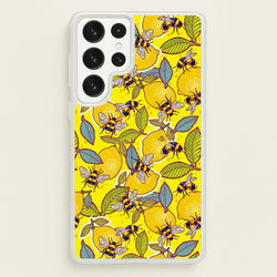 Yellow Lemon and Bee  - Floral Phone Case for Galaxy S23 Ultra