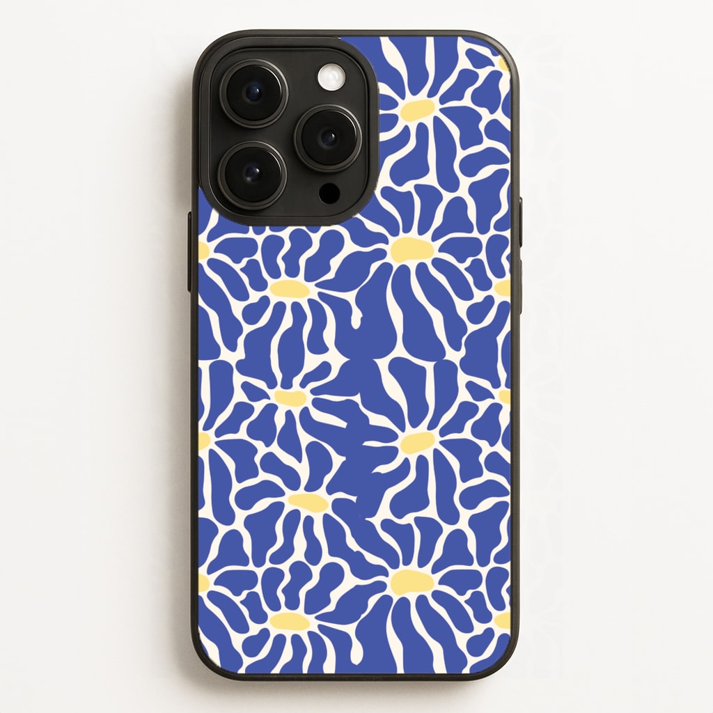 Dark Blue Flowers - Summer  - Summer Phone Case for iPhone 16 Pro Max