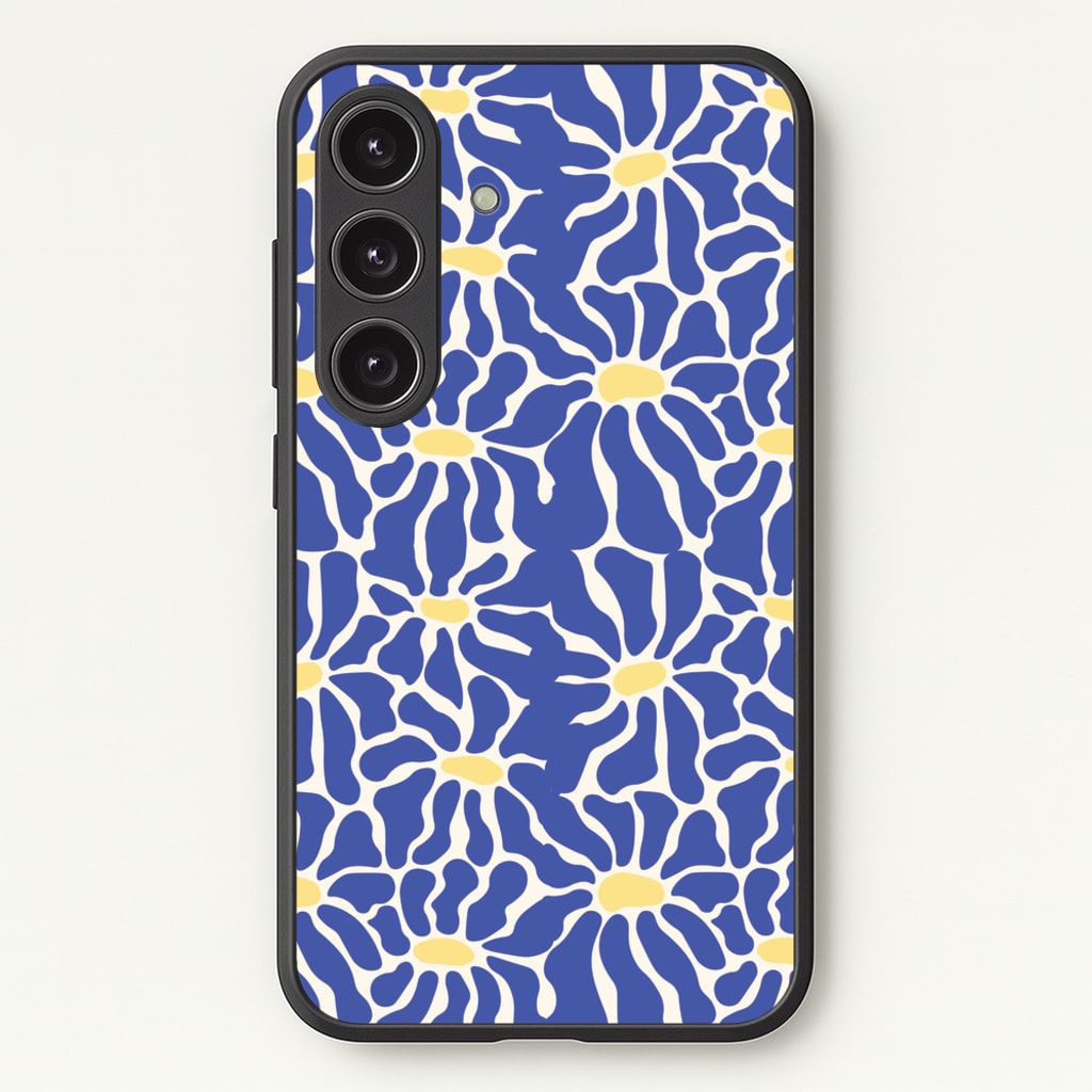 Dark Blue Flowers - Summer  - Summer Phone Case for Galaxy S24FE