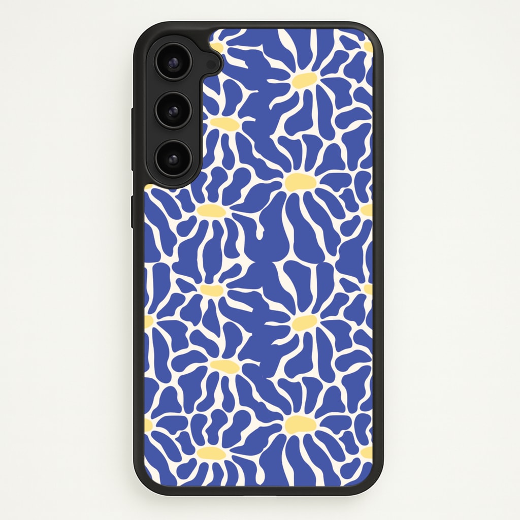 Dark Blue Flowers - Summer  - Summer Phone Case for Galaxy S23 Plus