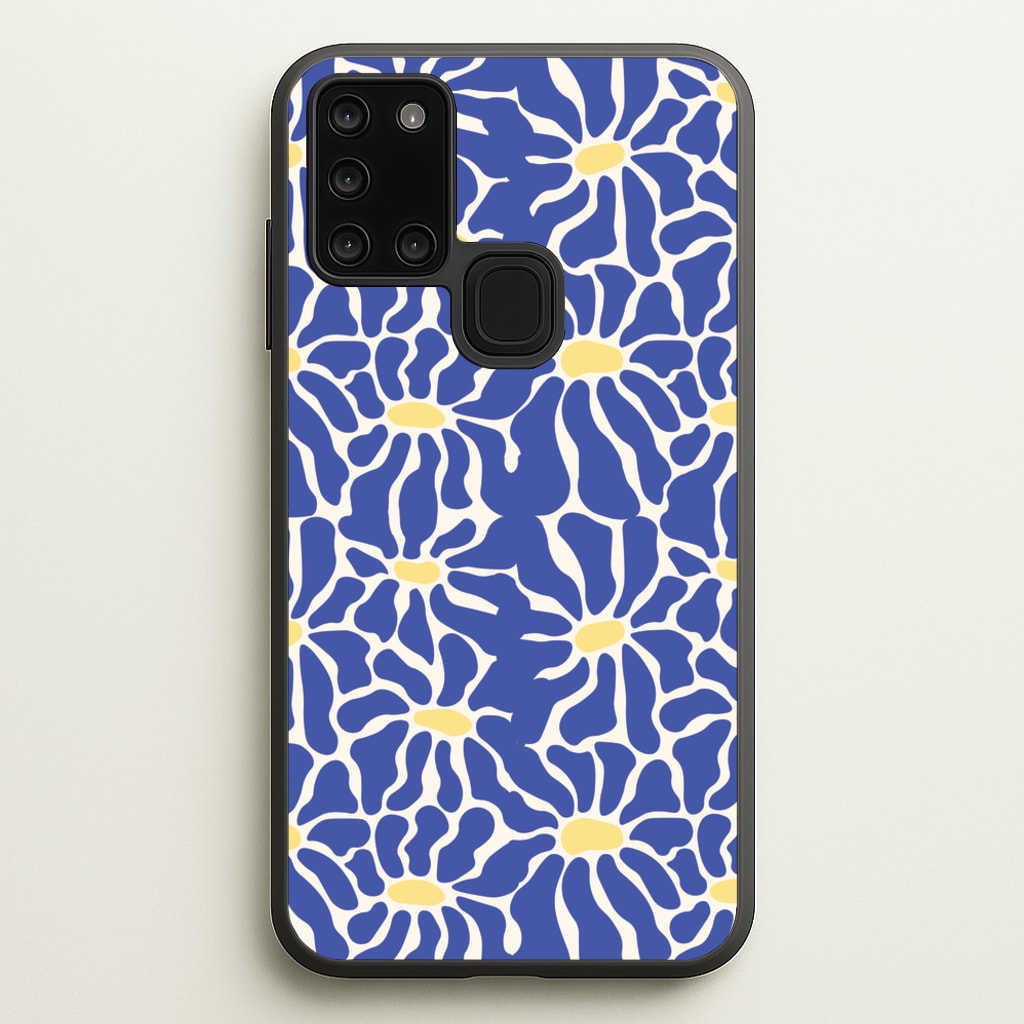 Dark Blue Flowers - Summer  - Summer Phone Case for Galaxy A21s