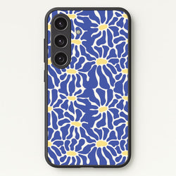 Dark Blue Flowers - Summer  - Summer Phone Case for Galaxy S24 Plus