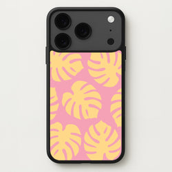 Pink And Yellow Summer Leaves Pattern Phone Case for iPhone 17 Pro Max