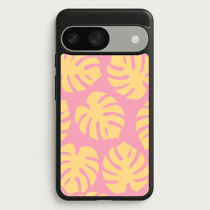 Pink And Yellow Summer Leaves Pattern  - Summer Phone Case for Google Pixel 9 / 9 Pro