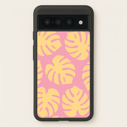 Pink And Yellow Summer Leaves Pattern  - Summer Phone Case for Google Pixel 7 Pro