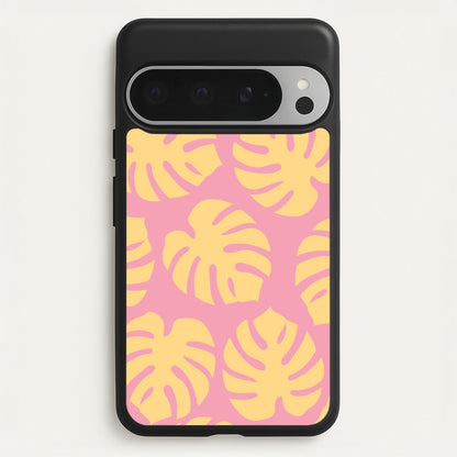 Pink And Yellow Summer Leaves Pattern  - Summer Phone Case for Google Pixel 9 Pro XL