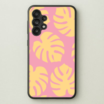 Pink And Yellow Summer Leaves Pattern  - Summer Phone Case for Galaxy A13