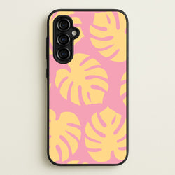 Pink And Yellow Summer Leaves Pattern  - Summer Phone Case for Galaxy A54